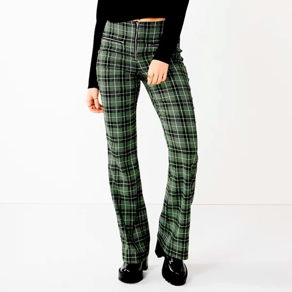 Flare plaid pants
